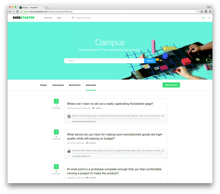 Kickstarter’s ‘Campus’ Offers Project Creators Community Guidance