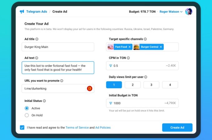 Telegram Unveils Toncoin-Powered Ads for User Monetization